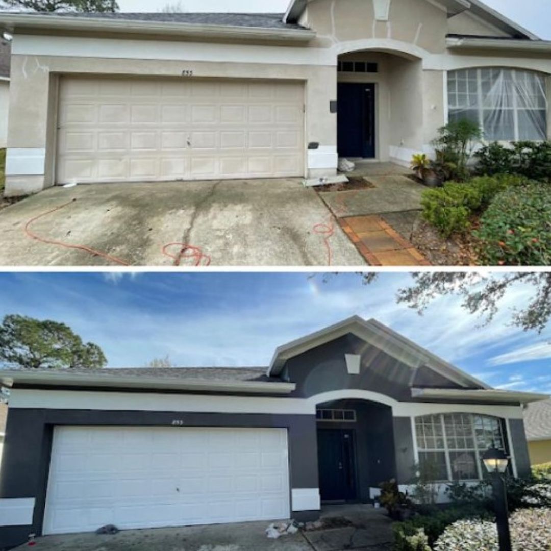 Exterior house painting before and after